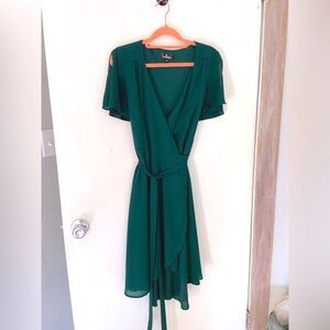CLOSET CLEAR OUT Forest Green delicate wrap dress